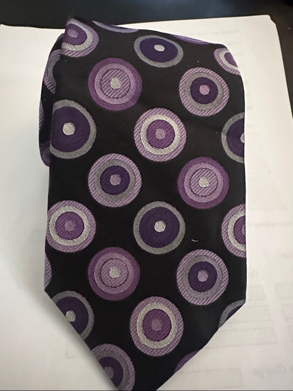 Michael Kors Black Tie with Purple and Silver Target Circles